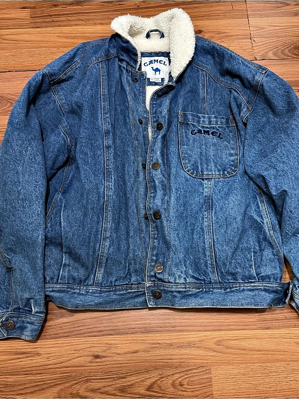 Camel Vintage Camel Cigarettes Sherpa Lined Denim Jacket Large
